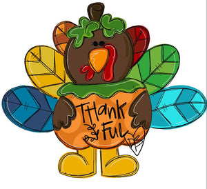 Turkey in Pumpkin Costume Door Hanger - Fall Door Decor - DoorBadges