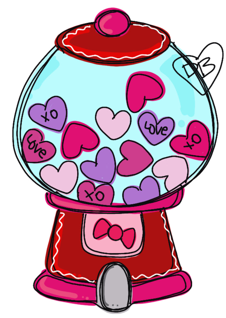 Valentine Gumball Door Hanger - Valentines Day door Decor - valentine wreath - be mine hand painted personalized door hanger