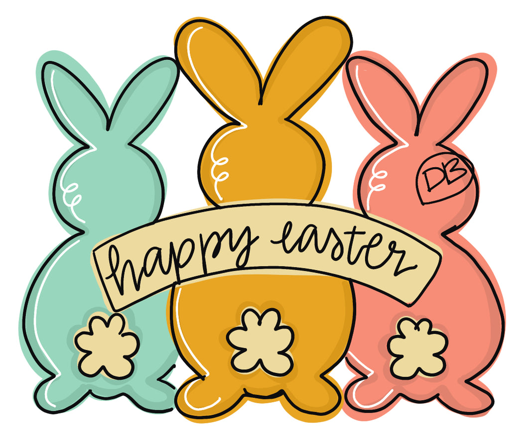 Easter Peeps Bunny Door Hanger - Easter door Decor - Bunny wreath - hand painted personalized door hanger