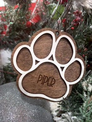 Christmas Ornament - Paw - Wooden Ornament - Bennington Youth Football - DoorBadges