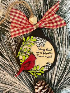 Christmas Ornament - Round Cardinal Wooden Ornament - DoorBadges