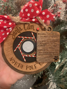 Christmas Ornament - Santa Cam Wooden Ornament - DoorBadges