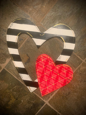 Valentines Door Decoration - Heart Door Hanger - Love Door Decor - Hearts - wood cut out hand painted - DoorBadges
