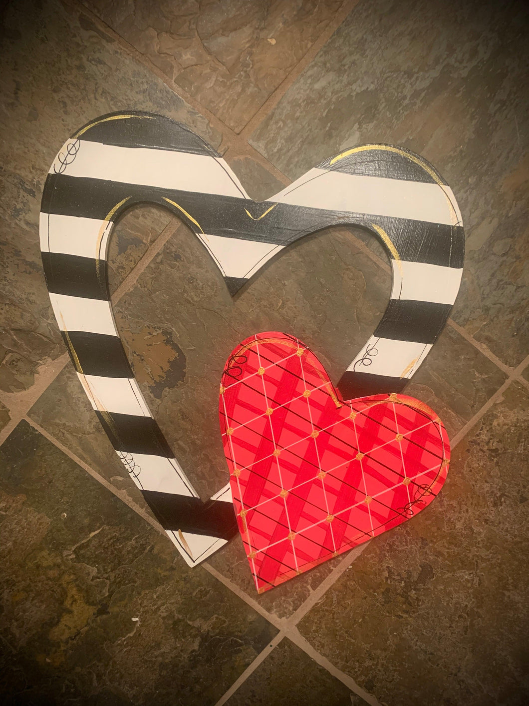 Valentines Door Decoration - Heart Door Hanger - Love Door Decor - Hearts - wood cut out hand painted - DoorBadges
