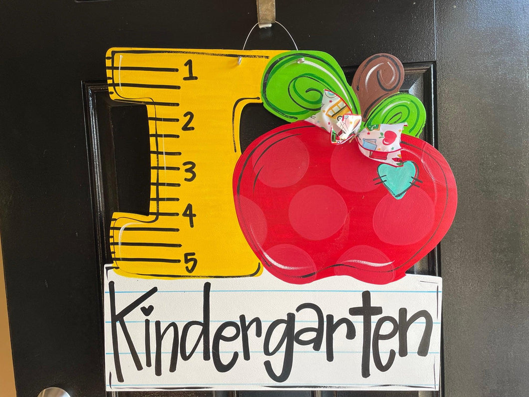 I Love School Door Hanger - Teacher - teacher gift - apple - DoorBadges