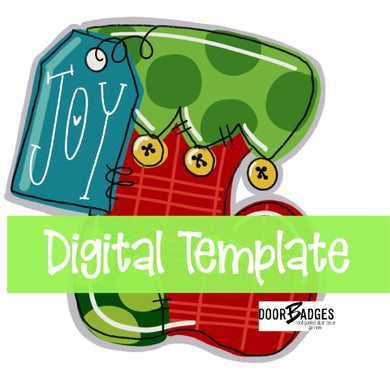 TEMPLATE:  Joy Stocking Door Hanger Download Template - Printable Template - DoorBadges