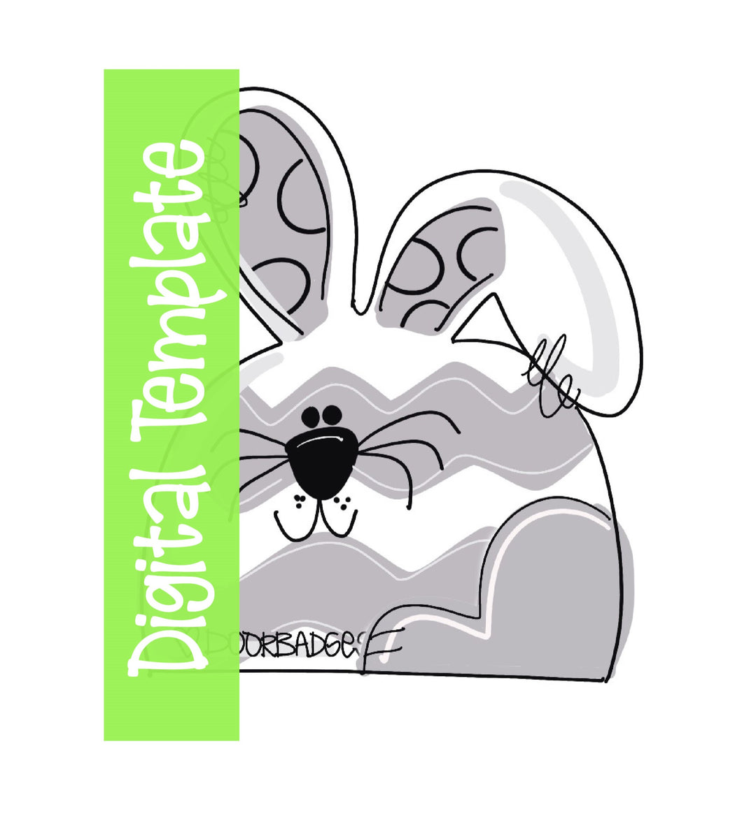 DIGITAL TEMPLATE: No Leg Bunny Door Hanger Download Template - Printable Template