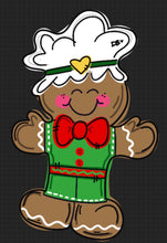 Load image into Gallery viewer, Gingerbread Boy door hanger, Winter Christmas wood cut out hand painted door hanger - DoorBadges
