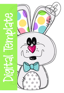 DIGITAL TEMPLATE: Single Easter Bunny Door Hanger Download Template - Printable Template
