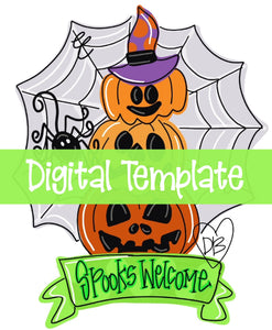 TEMPLATE:  Pumpkin Web Door Hanger Download Template - Printable Template - DoorBadges