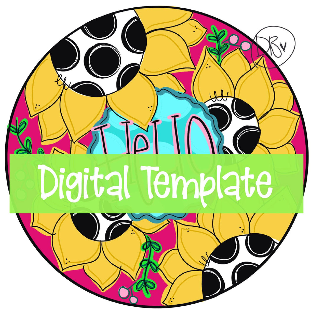 TEMPLATE: Sunflower Round Door Hanger Download Template - Printable Template - DoorBadges