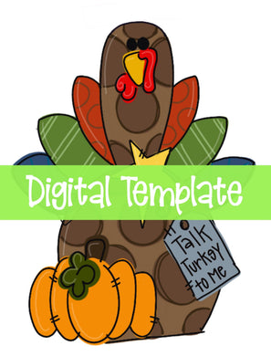 TEMPLATE:  Turkey with Pumpkin Door Hanger Download Template - Printable Template - DoorBadges
