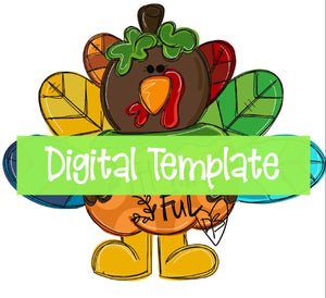 TEMPLATE:  Turkey with Pumpkin Costume Door Hanger Download Template - Printable Template - DoorBadges