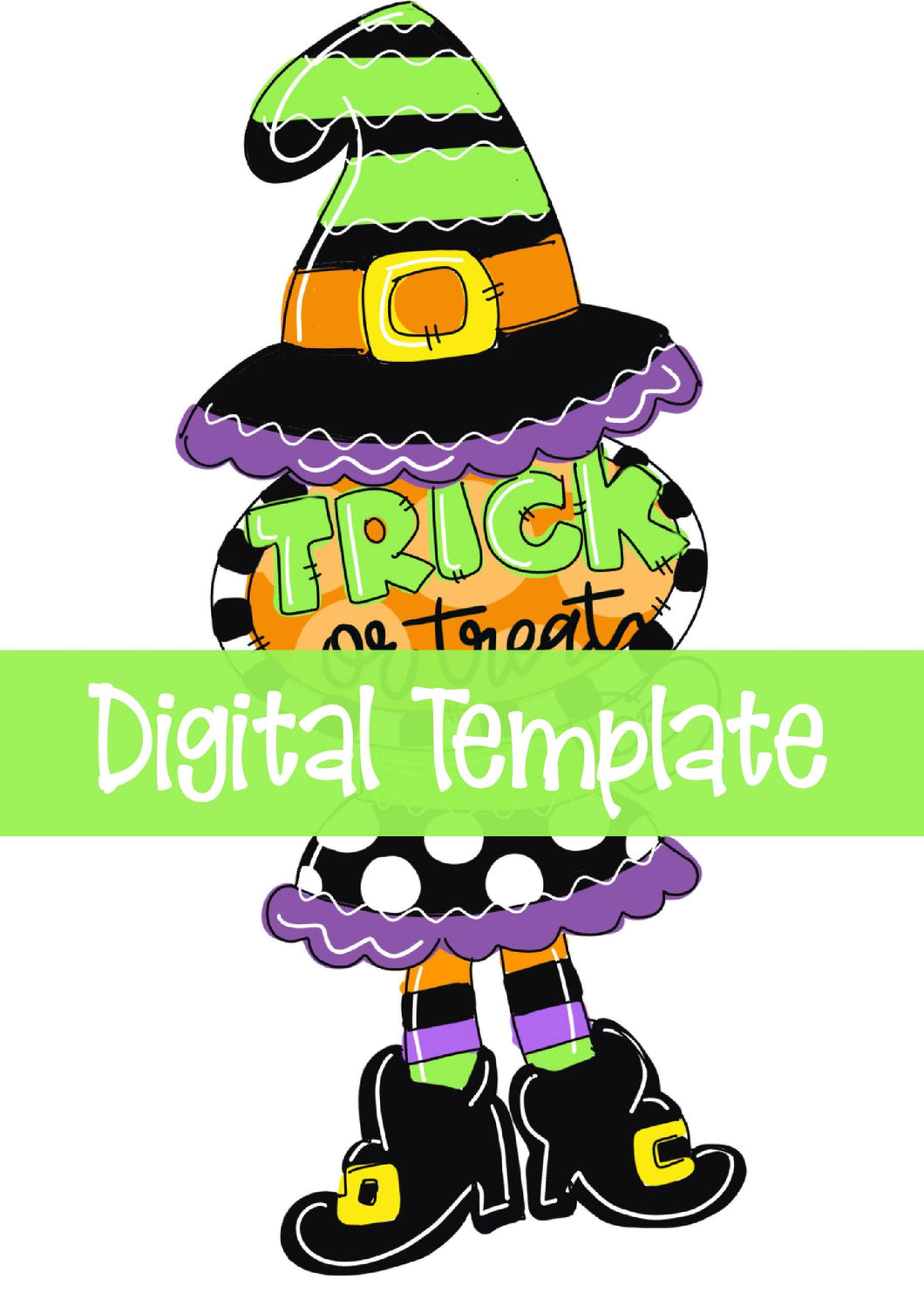 TEMPLATE:  Witch Trick or Treat Door Hanger Download Template - Printable Template - DoorBadges