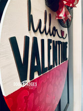 Load image into Gallery viewer, Valentine Leopard Door Hanger - Valentines Day door Decor - valentine wreath - be mine hand painted personalized door hanger - DoorBadges
