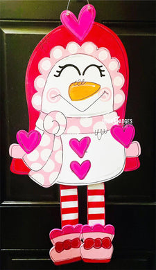 Valentine Snowman Door Hanger - Valentines Day door Decor - valentine wreath - be mine hand painted personalized door hanger - DoorBadges