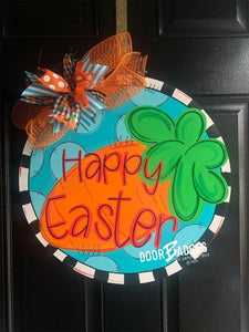 Easter carrot Door Hanger - Happy Easter door Decor - - DoorBadges