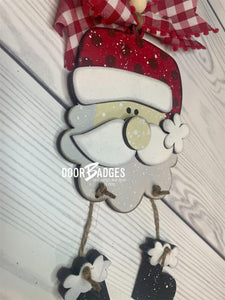 Santa Christmas Ornament - Dangle Legs Wooden Ornament - DoorBadges