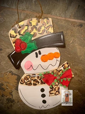 Christmas Ornament - Snowman Wooden Ornament - DoorBadges