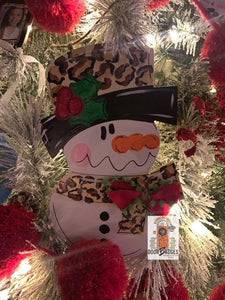Christmas Ornament - Snowman Wooden Ornament - DoorBadges