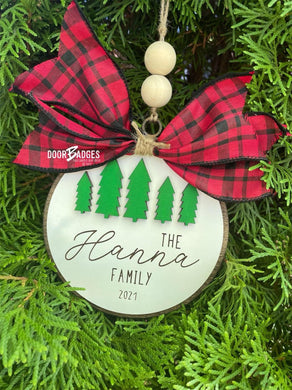 Christmas Ornament - Family Trees Wooden Ornament - DoorBadges