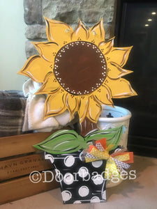 Fall door hanger, Sunflower in a Pot - DoorBadges