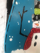 Load image into Gallery viewer, Christmas Mitten Door Hanger - Snowman Door Decoration -  Winter Door Decor - DoorBadges

