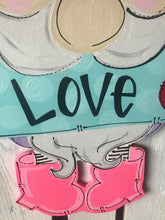 Load image into Gallery viewer, Valentines Gnome Door Hanger - Valentines Day door Decor - Gnome Love wreath - love hand painted personalized door hanger - DoorBadges

