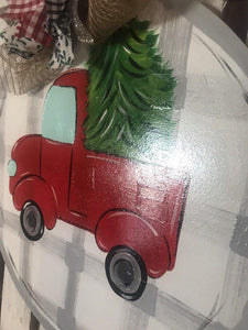 Christmas Door Hanger - Red Truck Door Decoration - DoorBadges