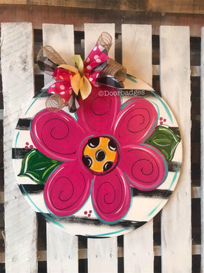 Flower door hanger - spring summer - - DoorBadges