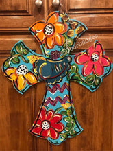 Load image into Gallery viewer, Cross Door Hanger - Flowers - - DoorBadges
