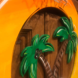 Palm tree summer Door Hanger - beach door Decor - pool wreath - tropical - hand painted personalized door hanger - DoorBadges