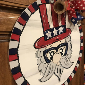 Fourth of July Door Hanger - Uncle Sam - Patriotic door Decor - 4th of July - DoorBadges