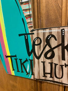 Summer Tiki Hut Door Hanger - Tiki Bar Pooldoor decor - Pool wooden sign - DoorBadges
