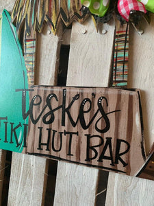 Summer Tiki Hut Door Hanger - Tiki Bar Pooldoor decor - Pool wooden sign - DoorBadges