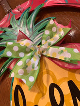 Load image into Gallery viewer, Pineapple Door Hanger - Summer door Decor - welcome wreath - spring summer hand painted personalized door hanger - DoorBadges
