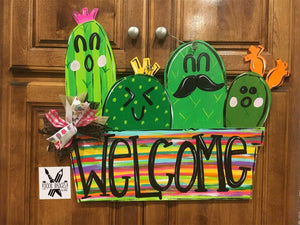 Cactus Door Hanger - Cactus Family door hanger - DoorBadges