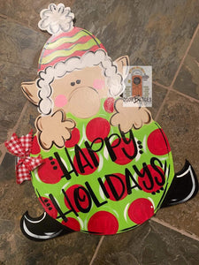 Ready to Ship - Christmas Elf Door Hanger - Elf Ornament Gift -  Christmas Ornament Door Decor - Holiday Ornament - DoorBadges