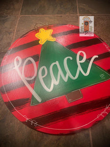 Christmas Tree Door Hanger - Peace - - DoorBadges