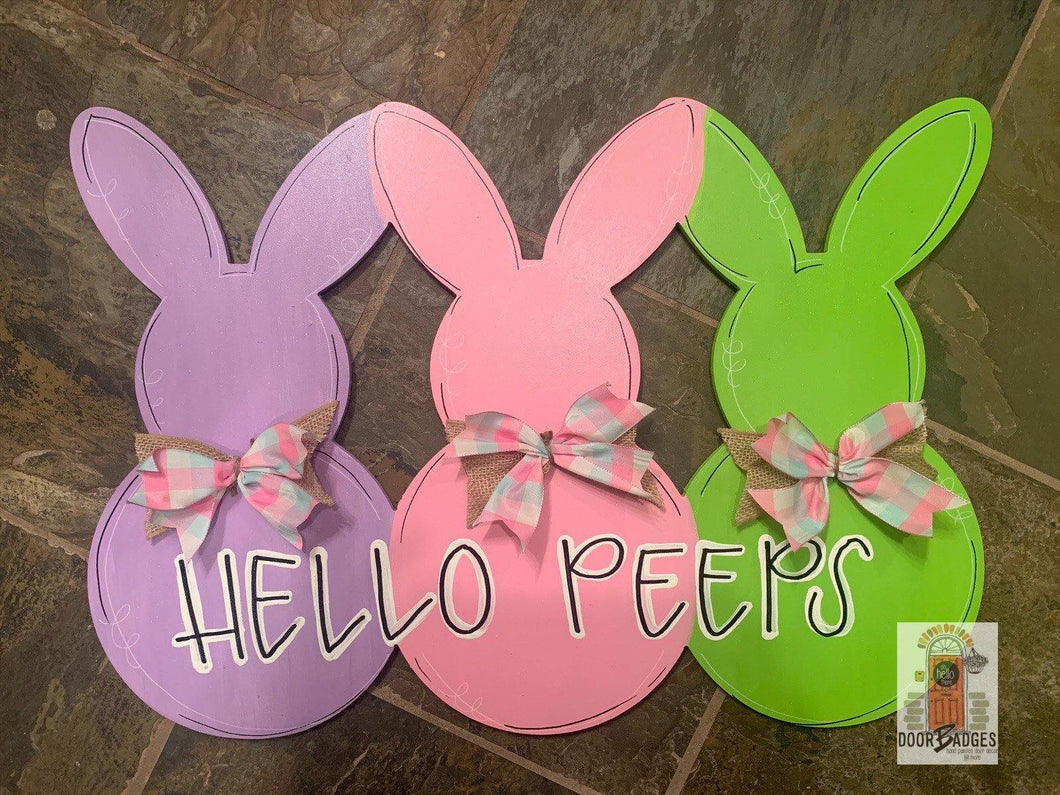 Easter Door Hanger - Bunny Peeps Door Hanger - Easter Peeps door Decor - DoorBadges