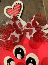 Load image into Gallery viewer, Valentine Love Monster Door Hanger - Valentines Day door Decor - valentine wreath - love hand painted personalized door hanger - DoorBadges
