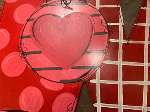 Valentine Love Heart Door Hanger - Valentines Day door Decor - valentine wreath - love hand painted personalized door hanger - DoorBadges