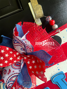 USA tag Doorhanger- Fourth of July Door Hanger - Patriotic door Decor -  hand painted door hanger - DoorBadges