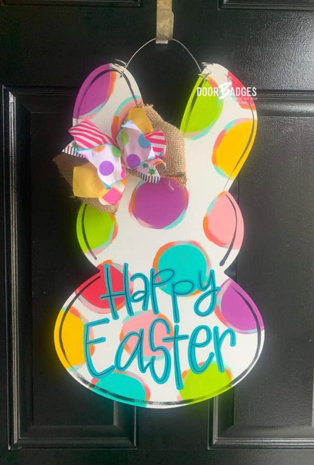 Easter Door Hanger - polka dot bunny Door Hanger - Easter Peeps door Decor