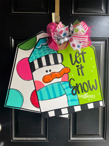 Snowman Tag Door Hanger - Snowman Gift -  Holiday Winter Door Decor - DoorBadges