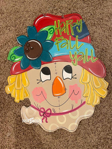 Fall Scarecrow with Hat Door Hanger - DoorBadges
