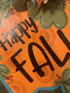 Fall Pumpkin Door Hanger - Fall - Autumn - harvest - Thanksgiving -  pumpkin - thankful - cut out hand painted door hanger - DoorBadges