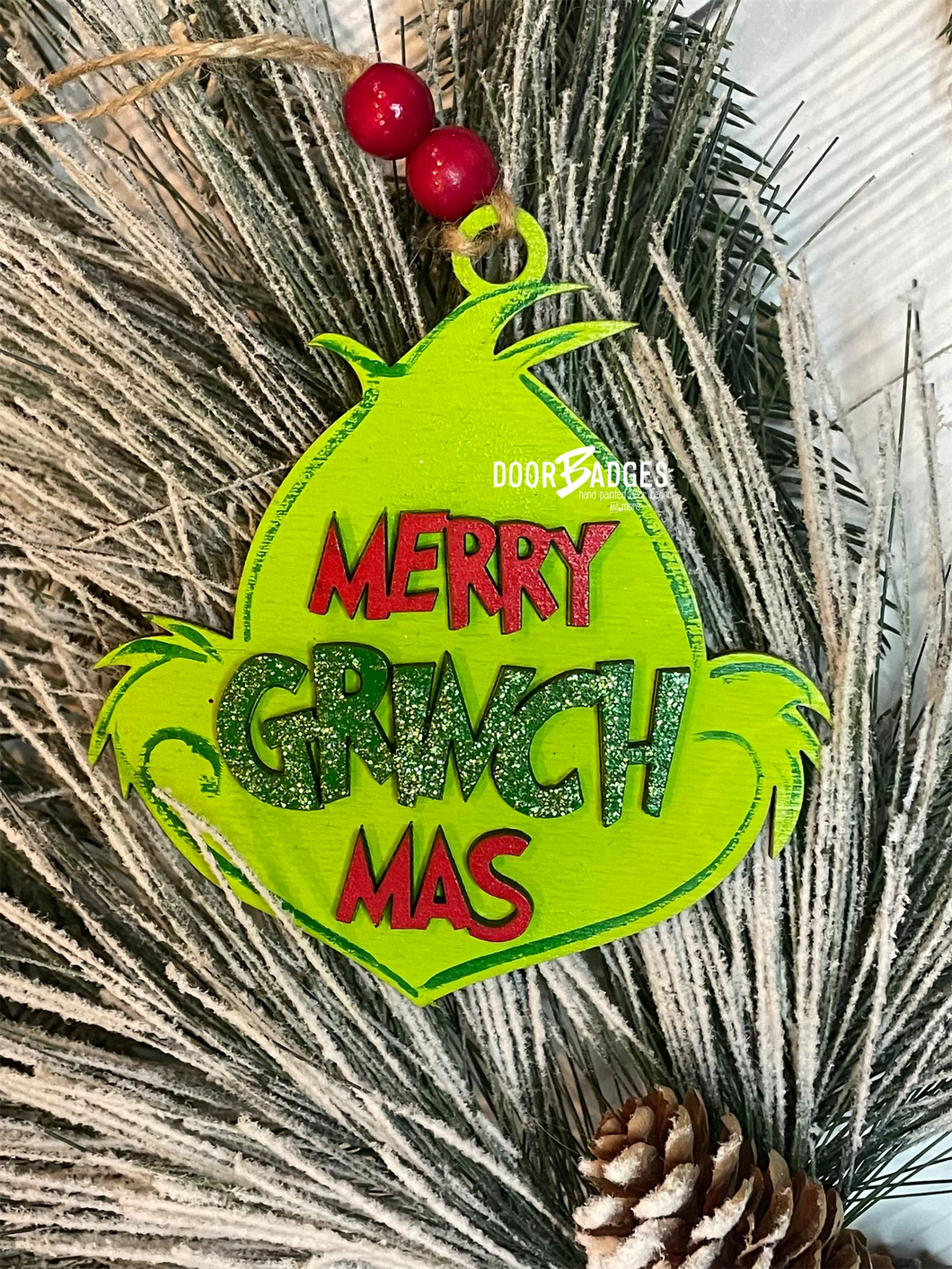 Grinch Christmas Ornament - DoorBadges