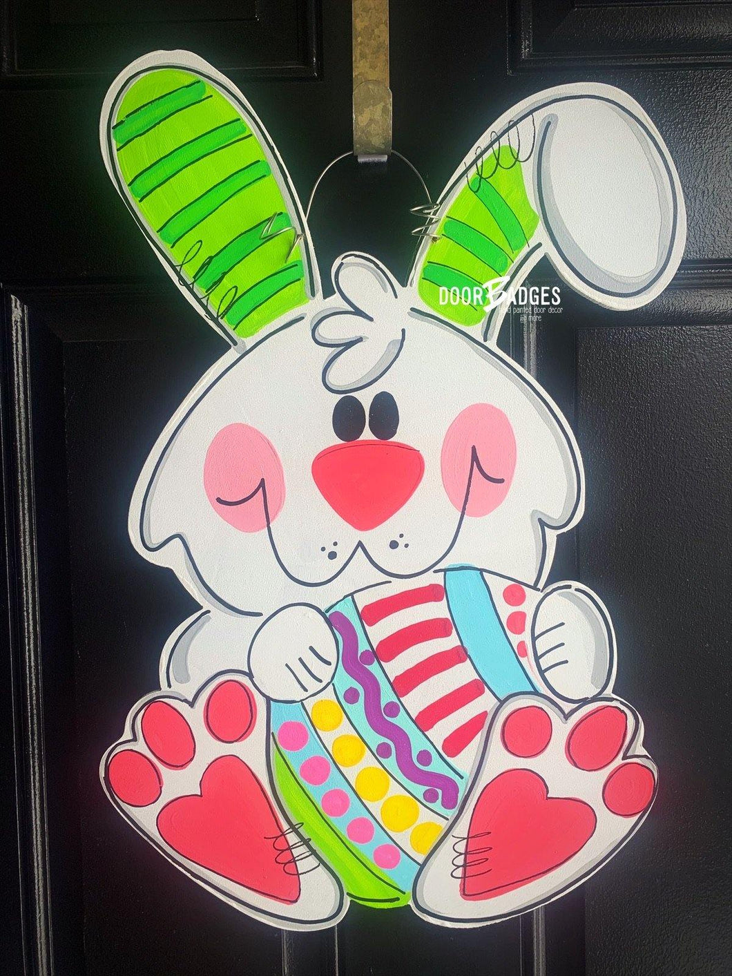 Easter Bunny with Egg Door Hanger - - DoorBadges