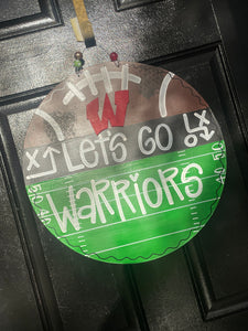Let’s Go Warriors Round door hanger -WHS FB - DoorBadges